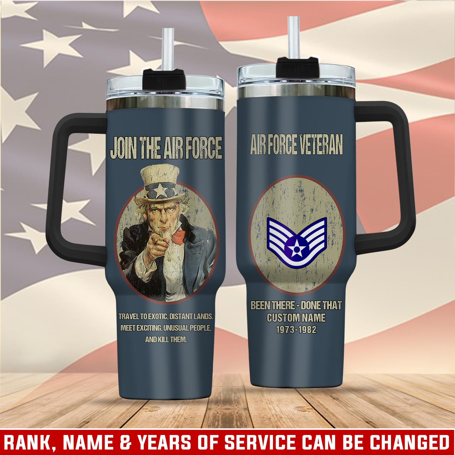 United States Air Force Custom Stanley Quencher 40oz Stainless Steel Tumbler With Handle