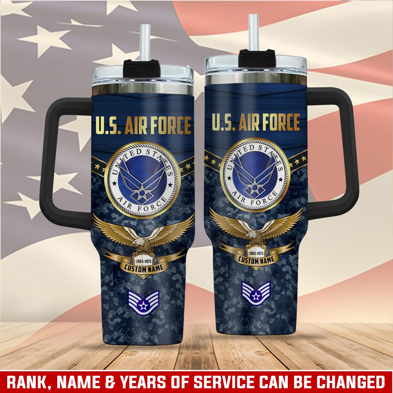 United States Air Force Custom Stanley Quencher 40oz Stainless Steel Tumbler With Handle