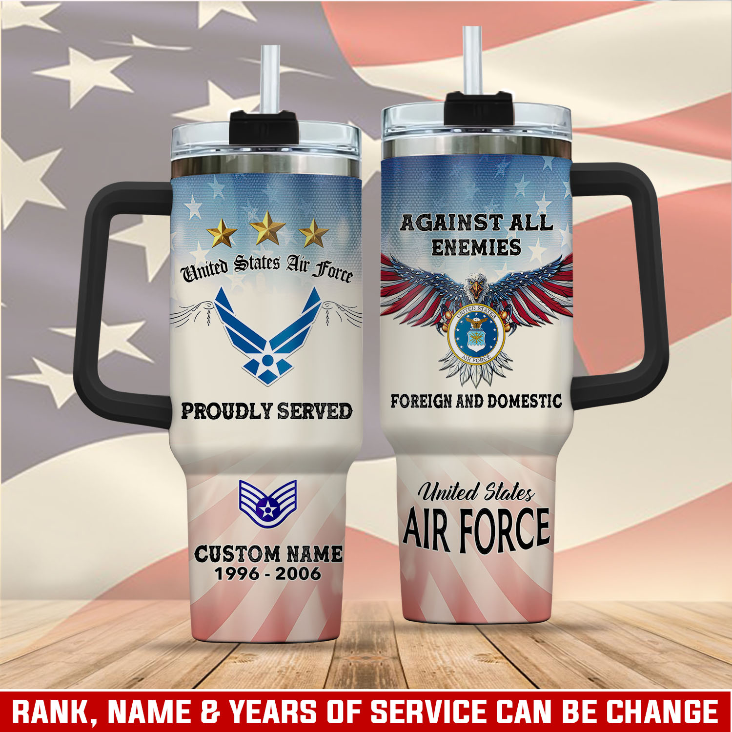 United States Air Force Custom Stanley Quencher 40oz Stainless Steel Tumbler With Handle