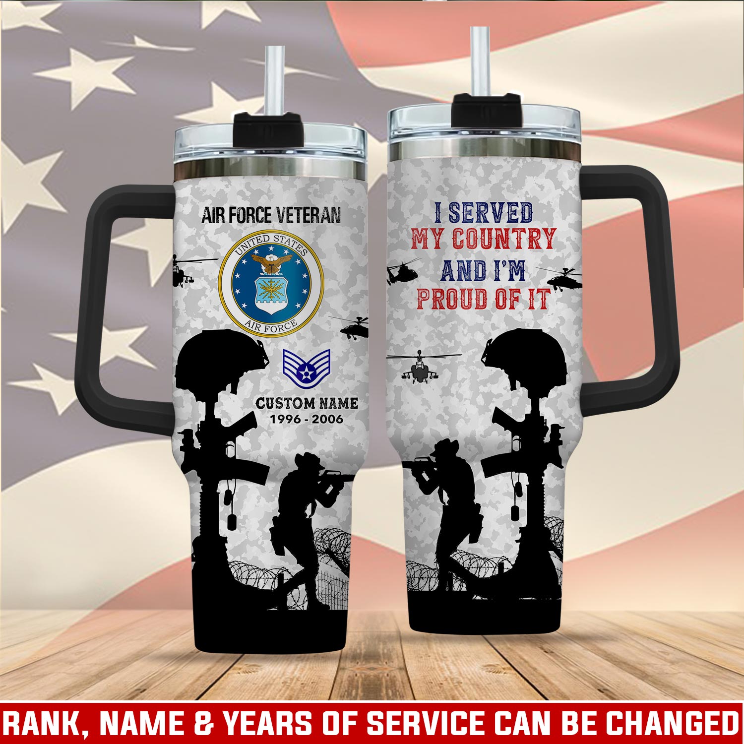 United States Air Force Custom Stanley Quencher 40oz Stainless Steel Tumbler With Handle