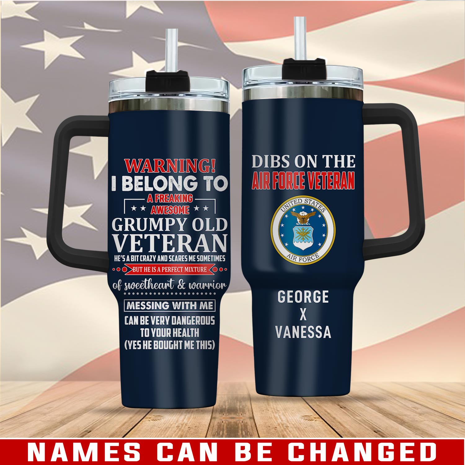United States Air Force Custom Stanley Quencher 40oz Stainless Steel Tumbler With Handle