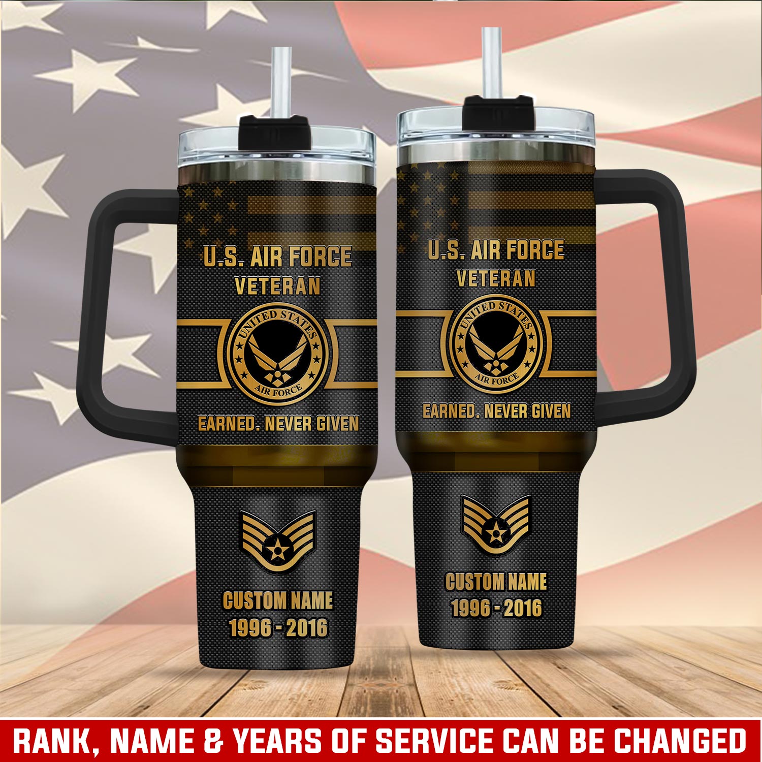 United States Air Force Custom Stanley Quencher 40oz Stainless Steel Tumbler With Handle