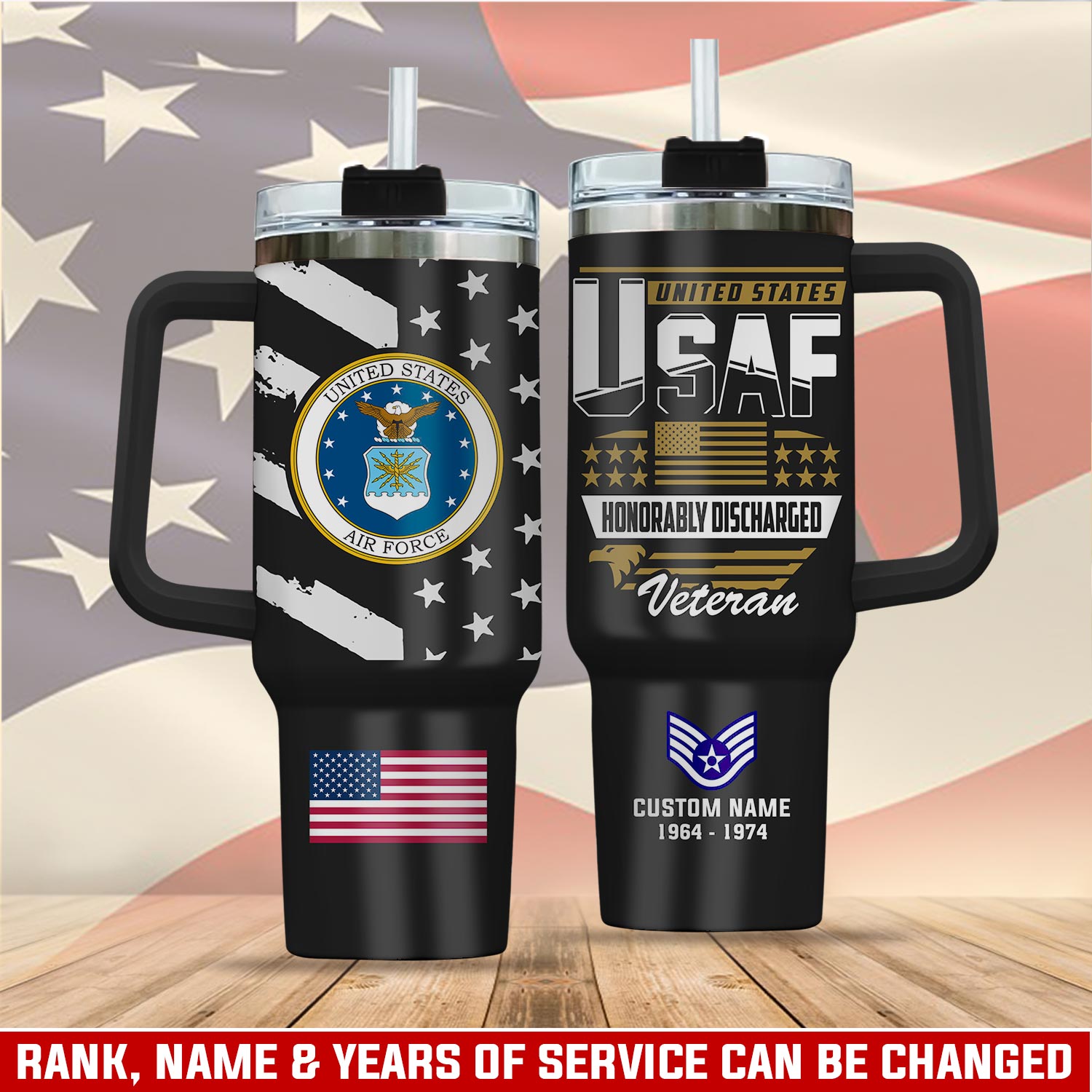 United States Air Force Custom Stanley Quencher 40oz Stainless Steel Tumbler With Handle