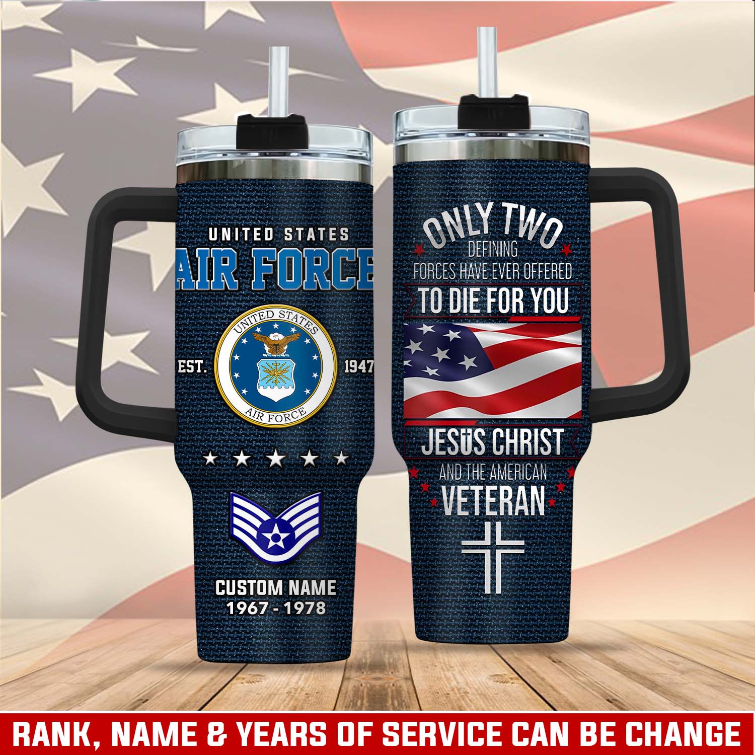 United States Air Force Custom Stanley Quencher 40oz Stainless Steel Tumbler With Handle