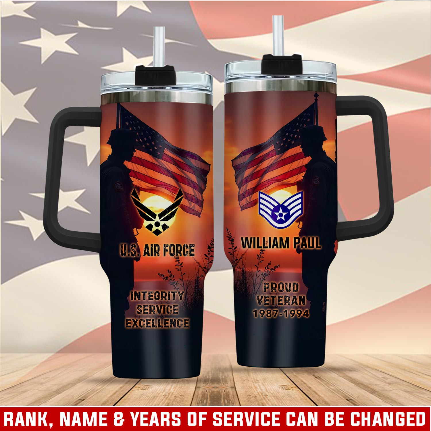 United States Air Force Custom Stanley Quencher 40oz Stainless Steel Tumbler With Handle