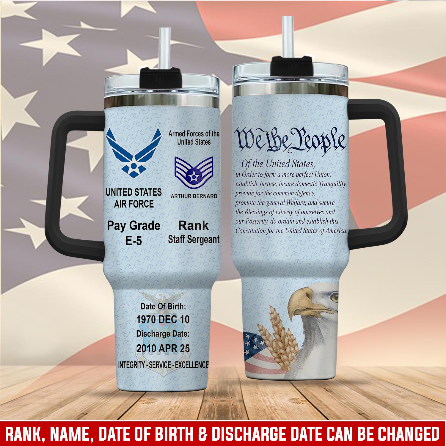 United States Air Force Custom Stanley Quencher 40oz Stainless Steel Tumbler With Handle