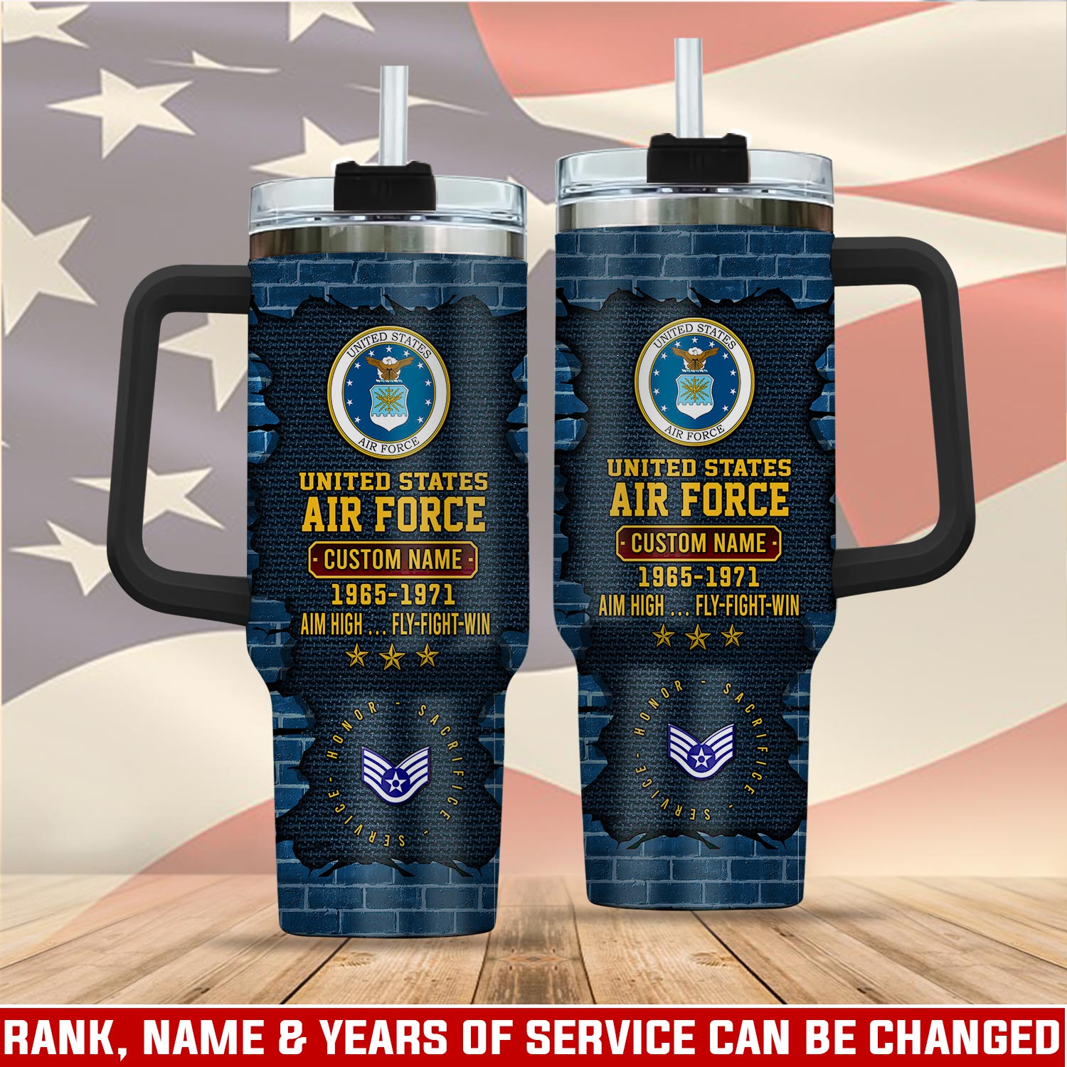 United States Air Force Custom Stanley Quencher 40oz Stainless Steel Tumbler With Handle
