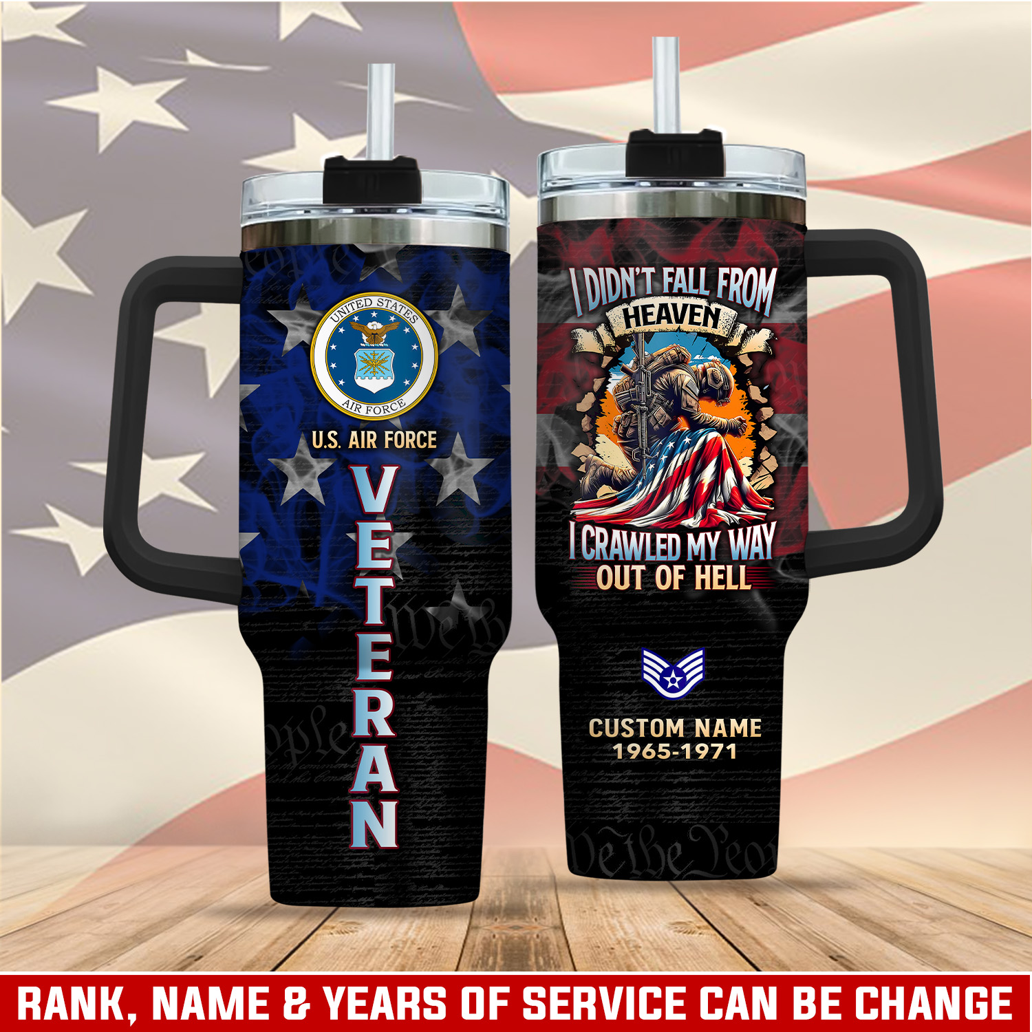 United States Air Force Custom Stanley Quencher 40oz Stainless Steel Tumbler With Handle