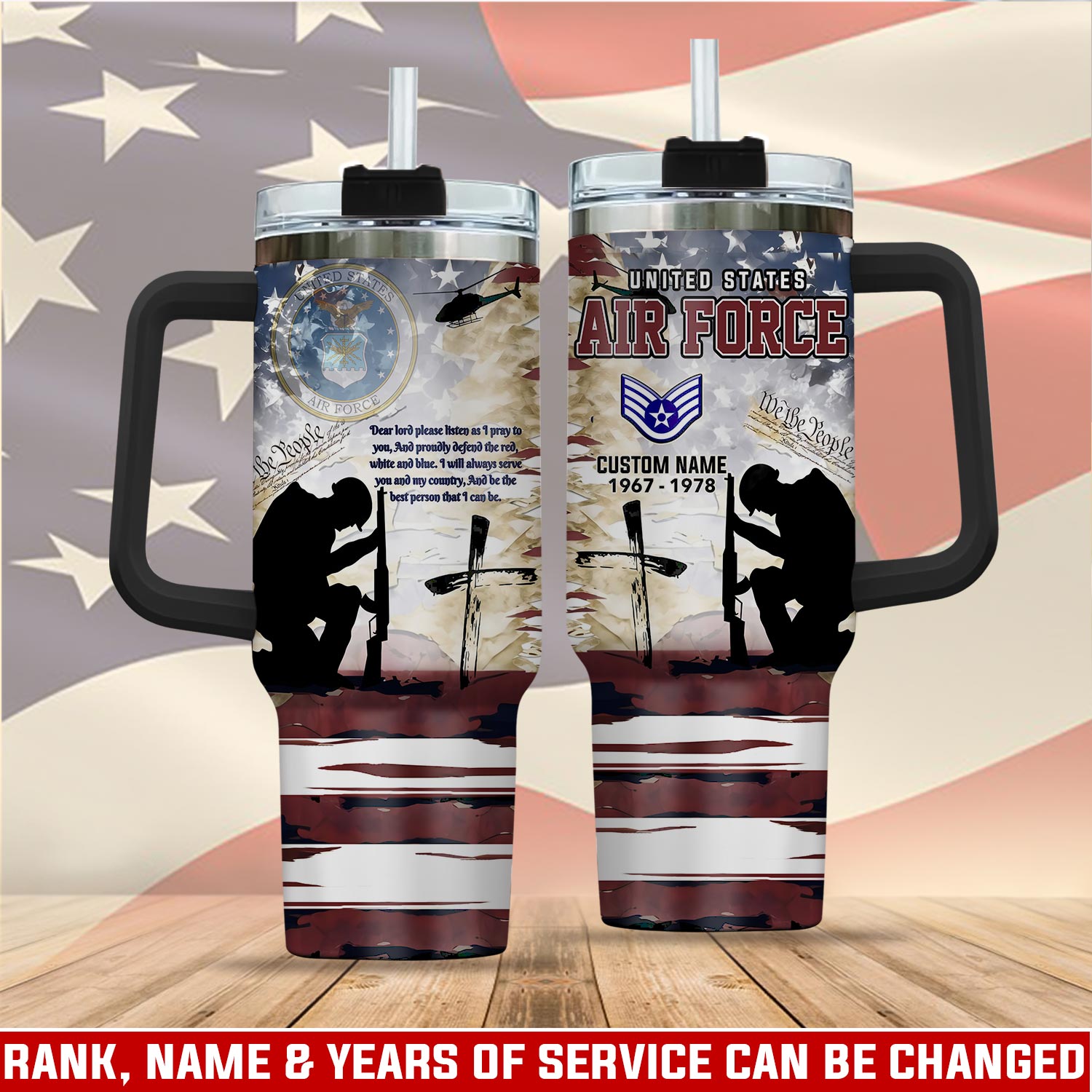 United States Air Force Custom Stanley Quencher 40oz Stainless Steel Tumbler With Handle