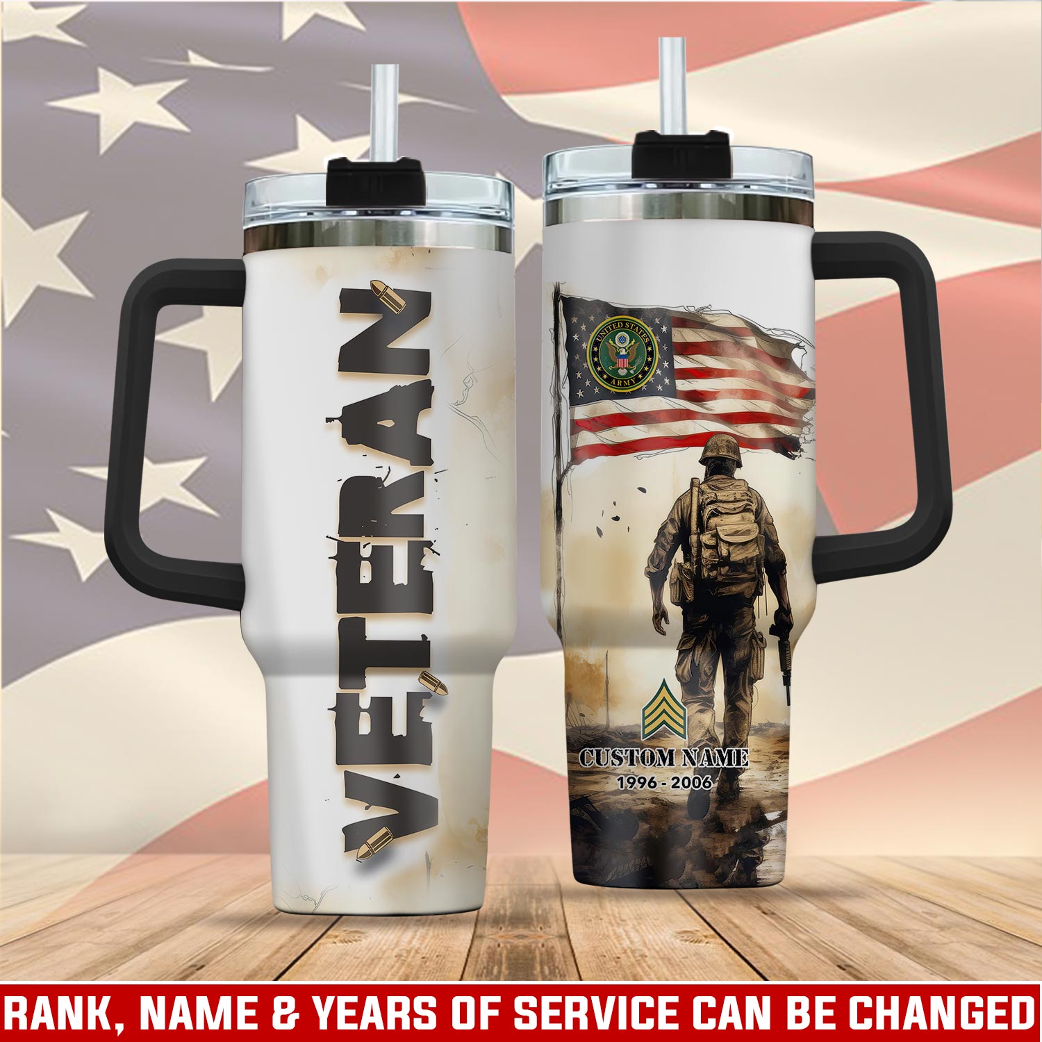 United States Army Custom Stanley Quencher 40oz Stainless Steel Tumbler With Handle