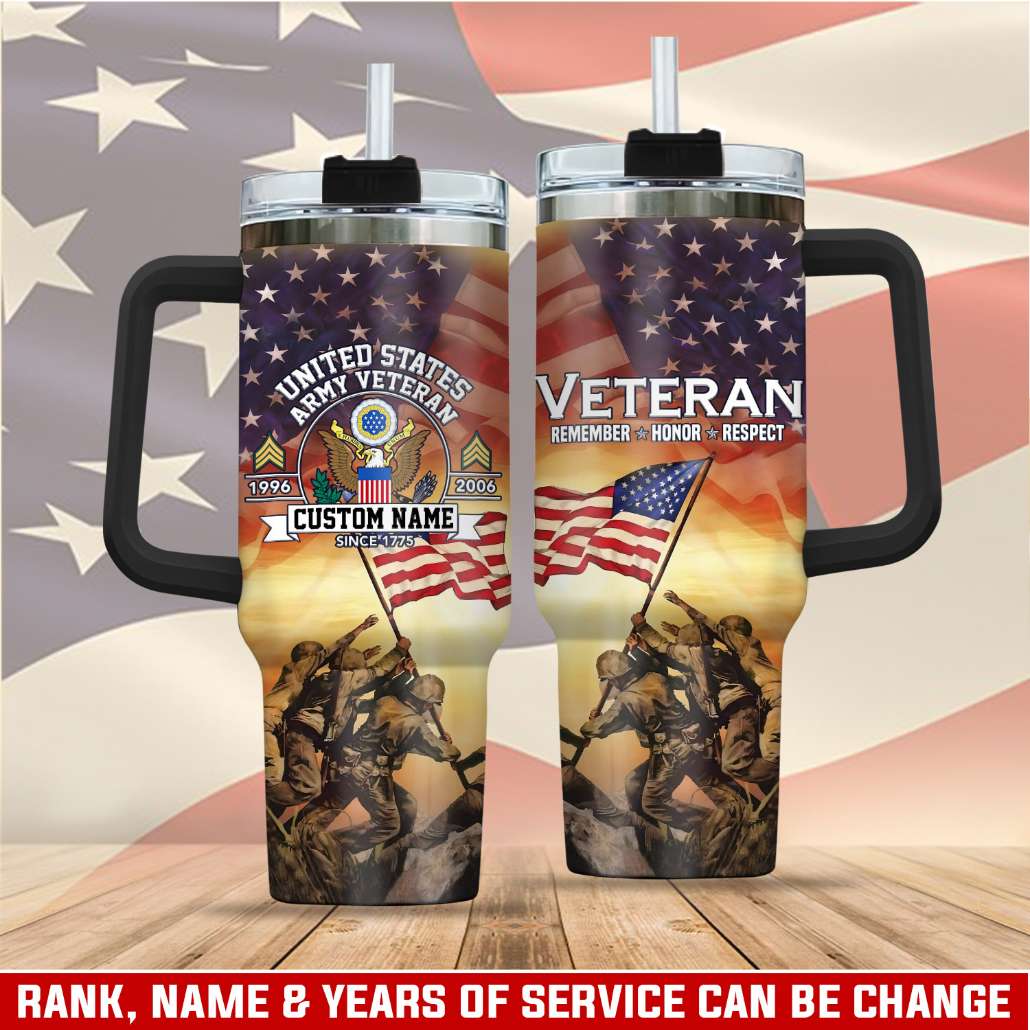 United States Army Custom Stanley Quencher 40oz Stainless Steel Tumbler With Handle