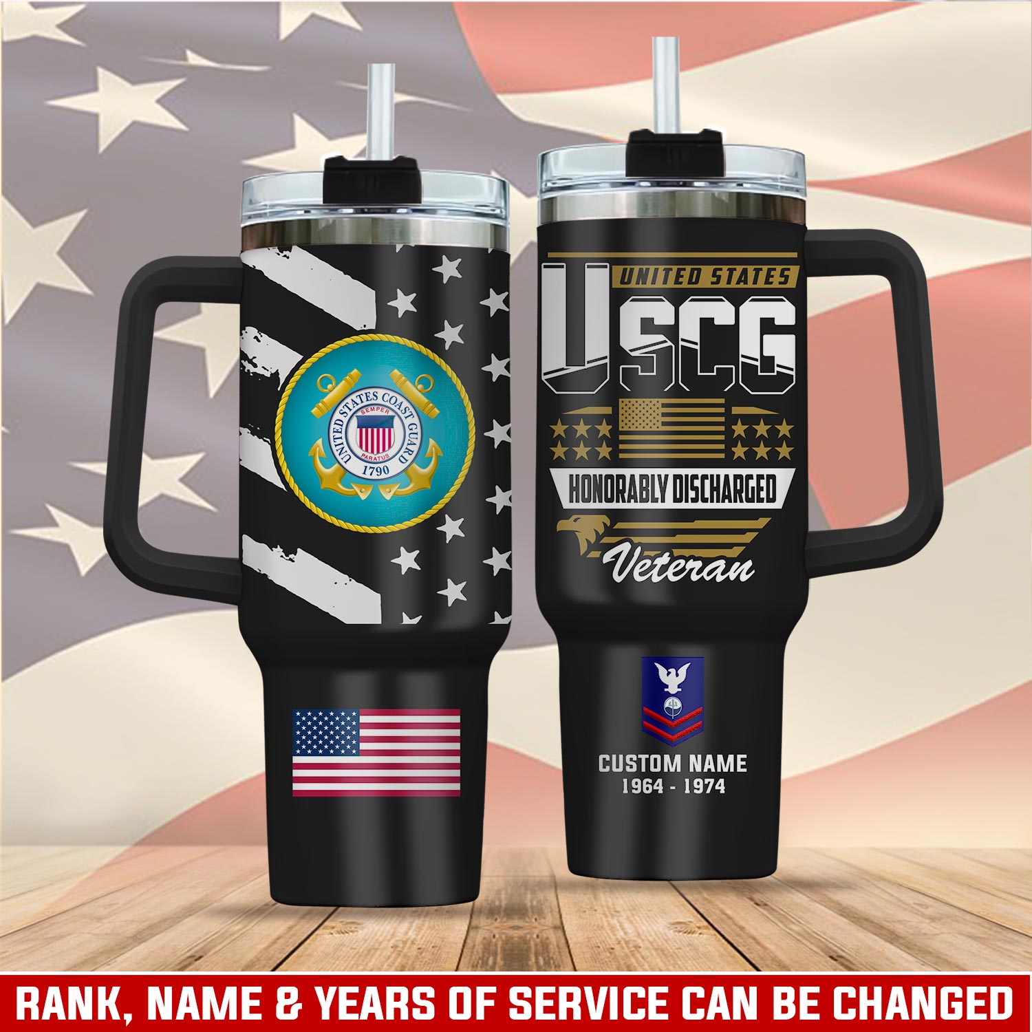 United States Coast Guard Custom Stanley Quencher 40oz Stainless Steel Tumbler With Handle