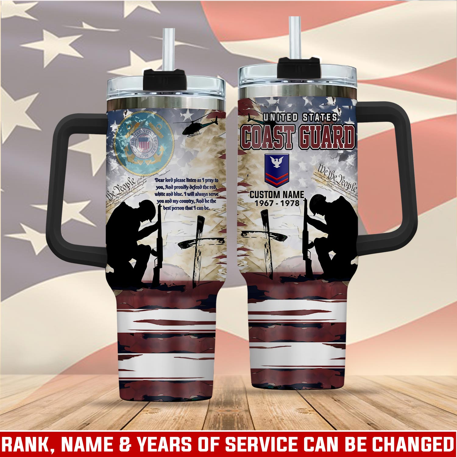 United States Coast Guard Custom Stanley Quencher 40oz Stainless Steel Tumbler With Handle