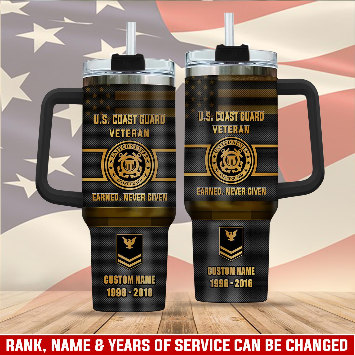 United States Coast Guard Custom Stanley Quencher 40oz Stainless Steel Tumbler With Handle