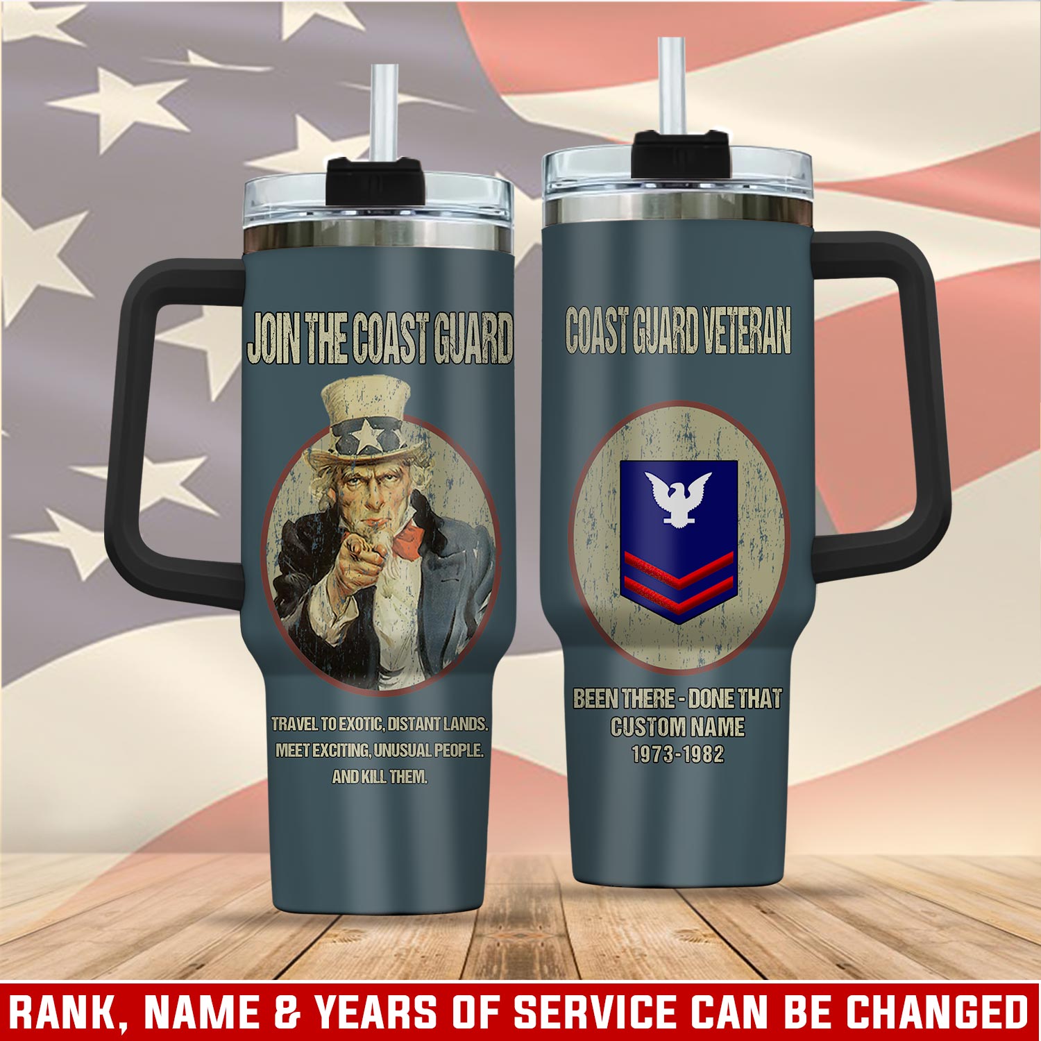 United States Coast Guard Custom Stanley Quencher 40oz Stainless Steel Tumbler With Handle