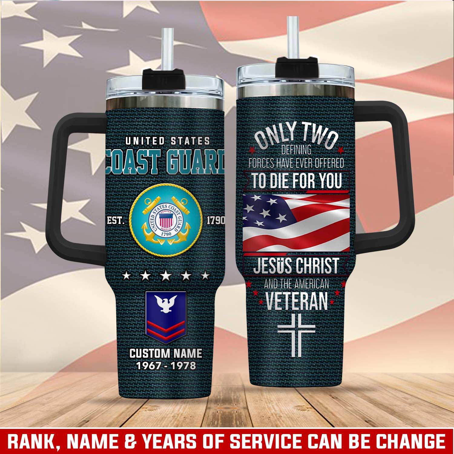 United States Coast Guard Custom Stanley Quencher 40oz Stainless Steel Tumbler With Handle