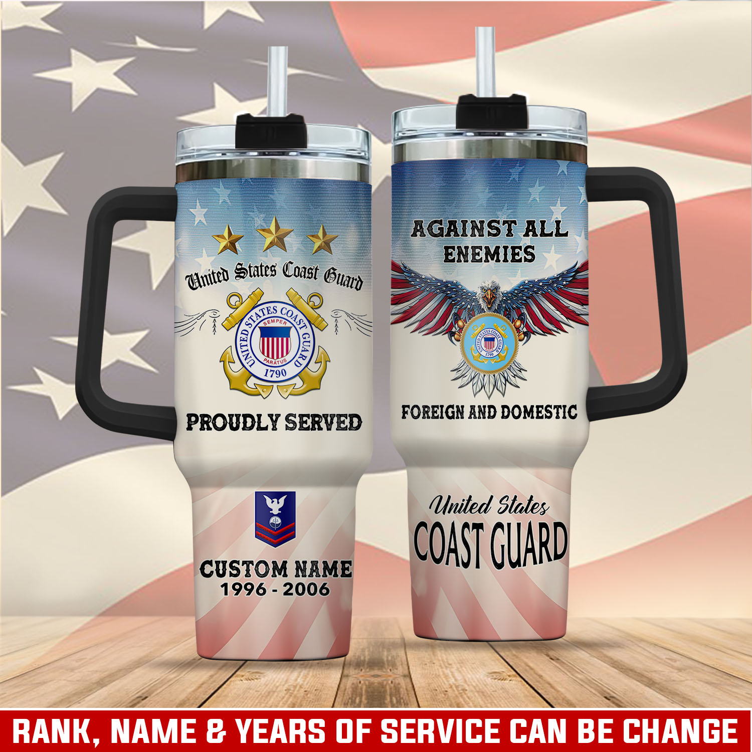 United States Coast Guard Custom Stanley Quencher 40oz Stainless Steel Tumbler With Handle