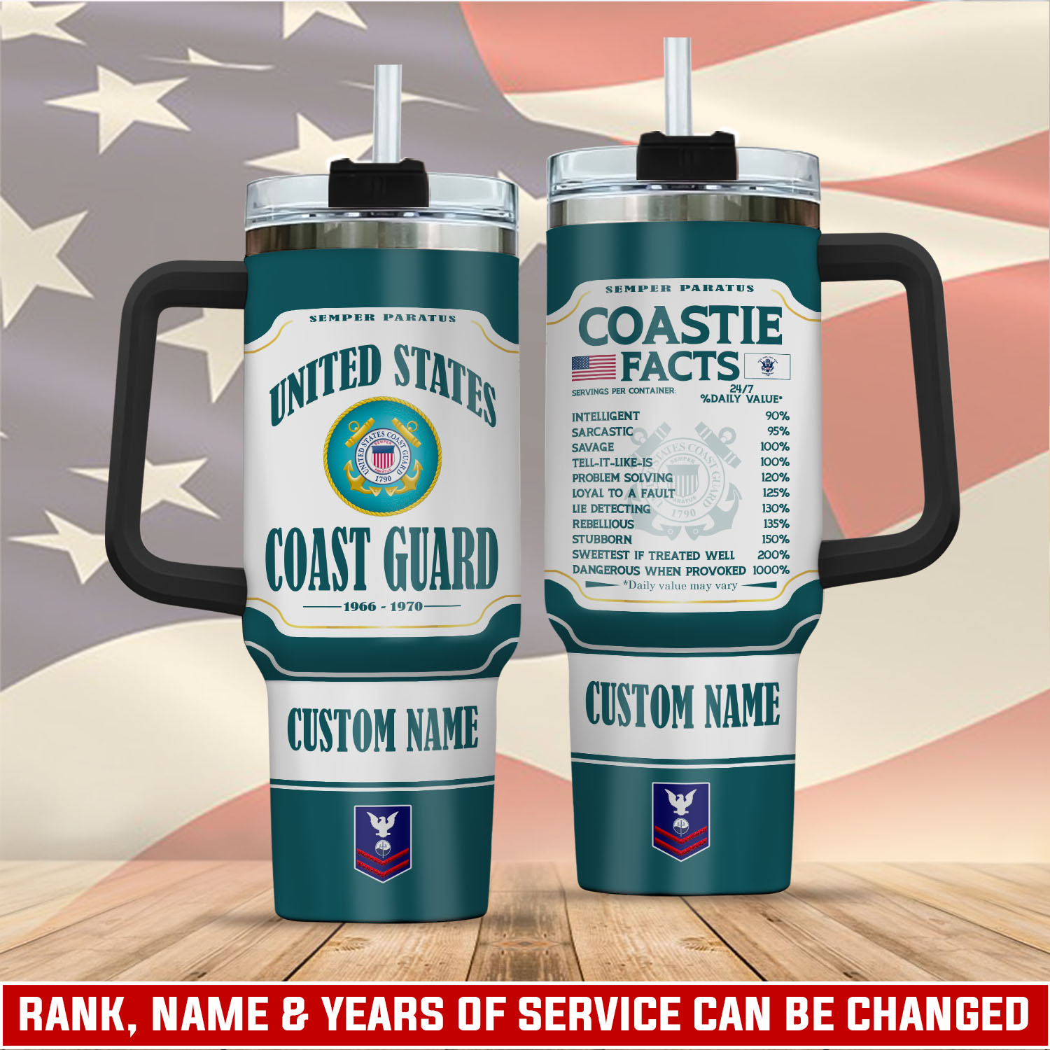 United States Coast Guard Custom Stanley Quencher 40oz Stainless Steel Tumbler With Handle