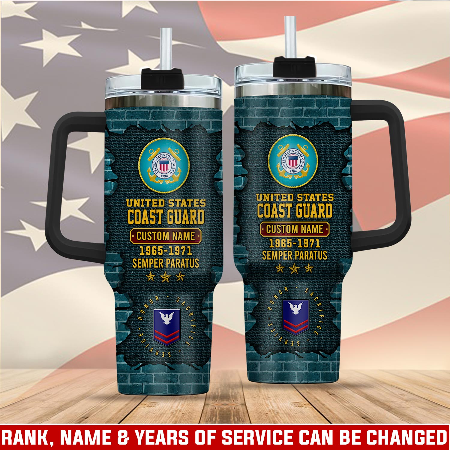 United States Coast Guard Custom Stanley Quencher 40oz Stainless Steel Tumbler With Handle