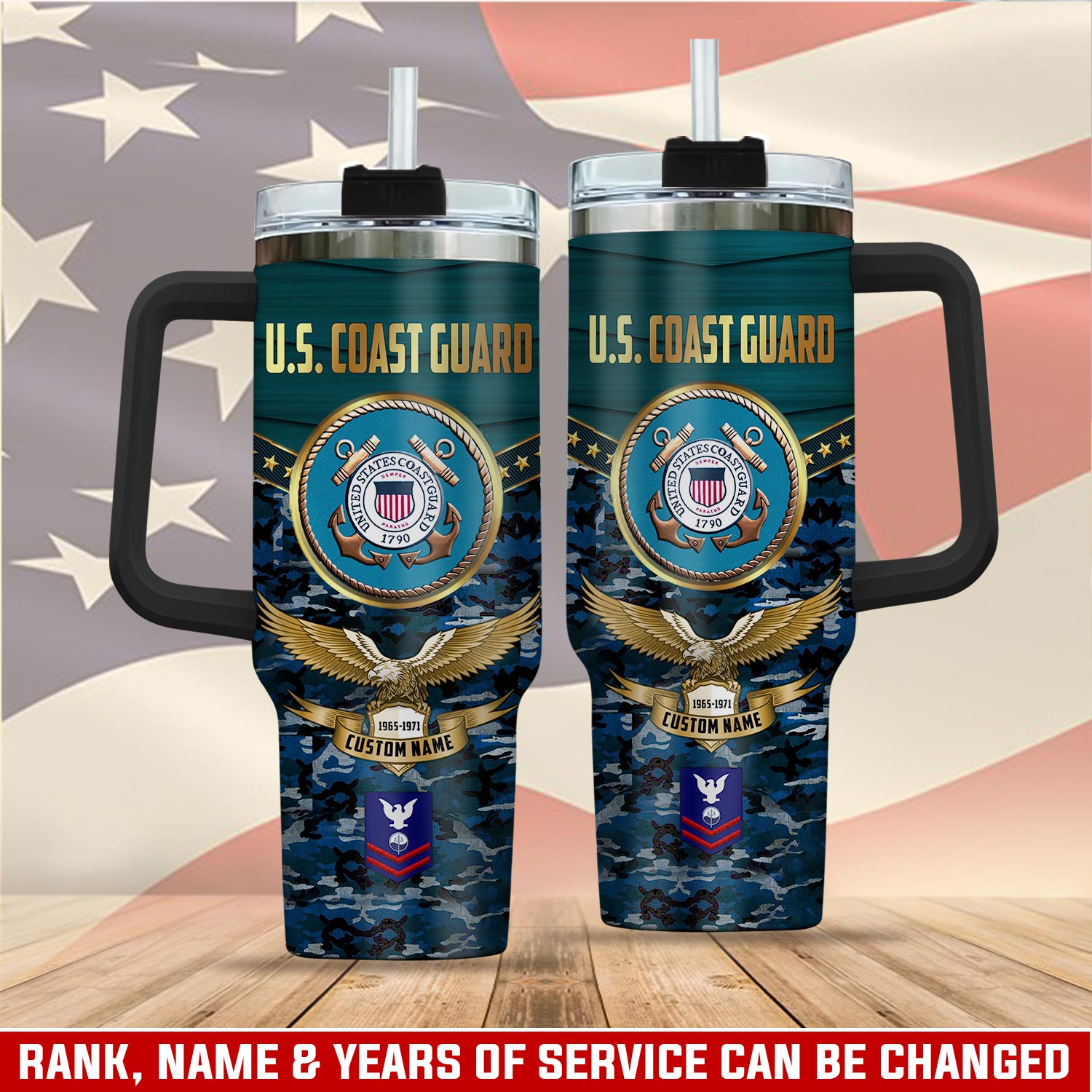United States Coast Guard Custom Stanley Quencher 40oz Stainless Steel Tumbler With Handle