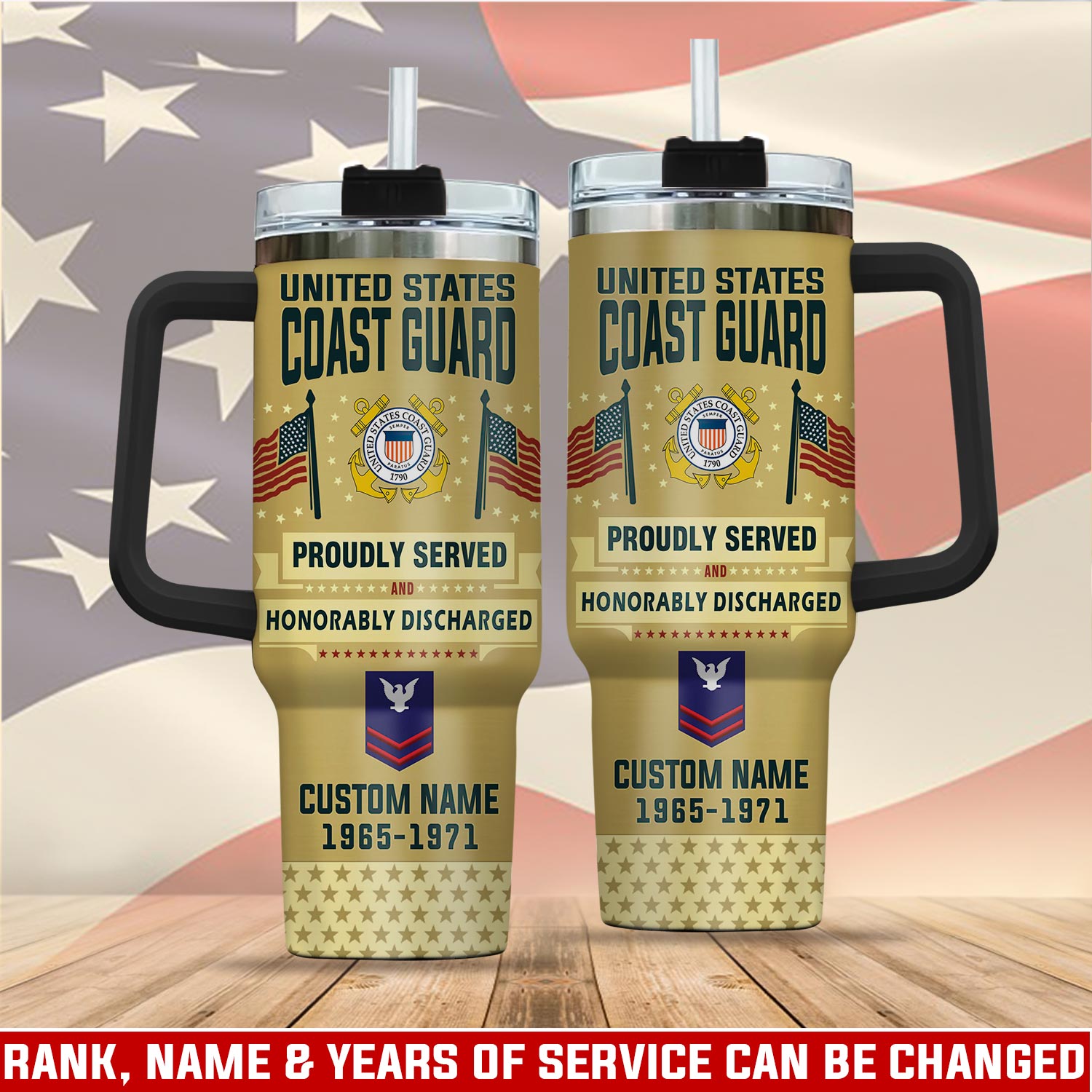 United States Coast Guard Custom Stanley Quencher 40oz Stainless Steel Tumbler With Handle