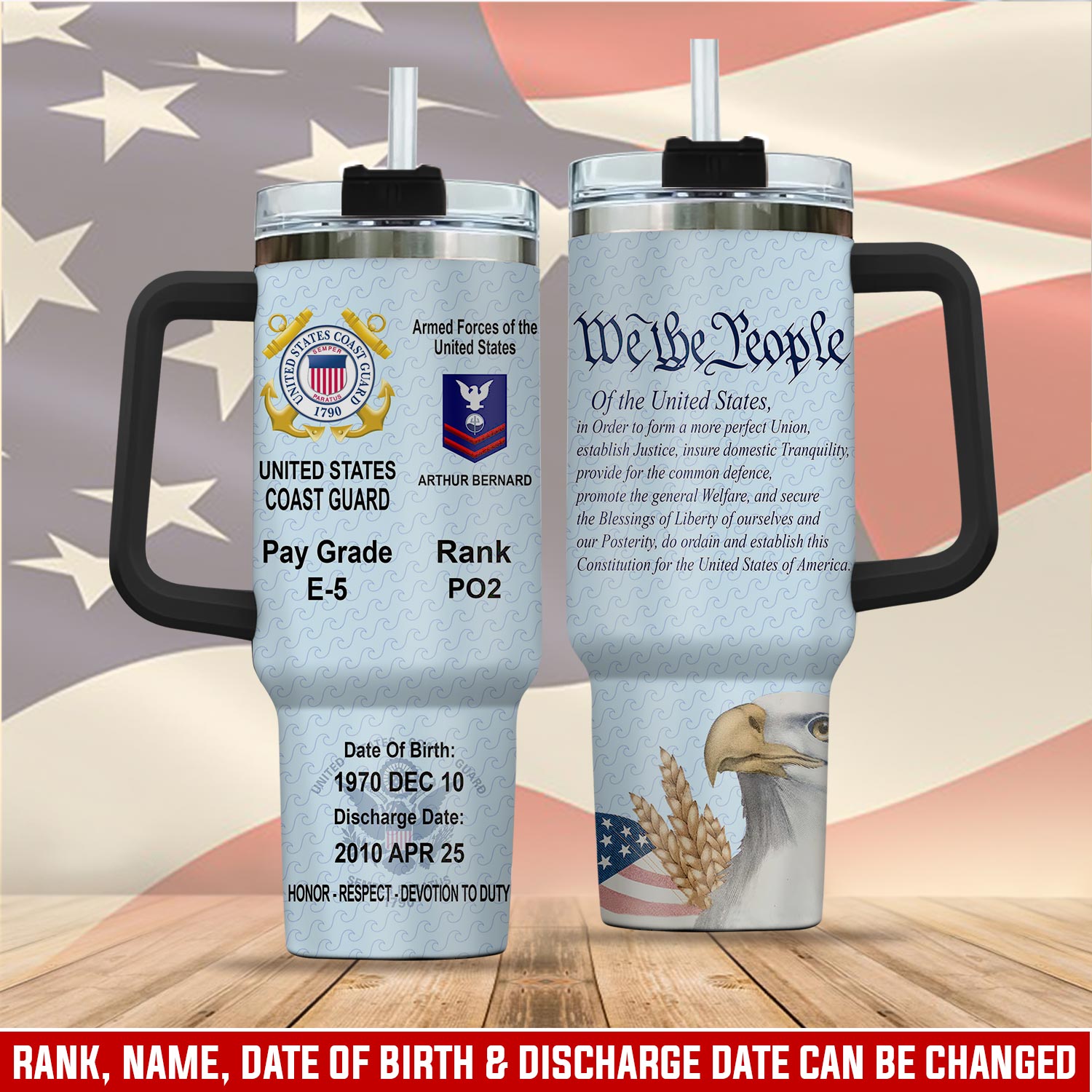 United States Coast Guard Custom Stanley Quencher 40oz Stainless Steel Tumbler With Handle