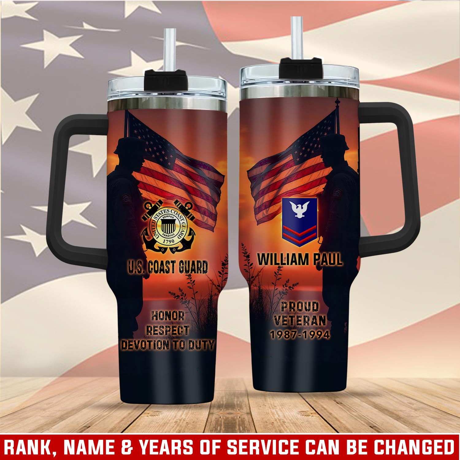 United States Coast Guard Custom Stanley Quencher 40oz Stainless Steel Tumbler With Handle