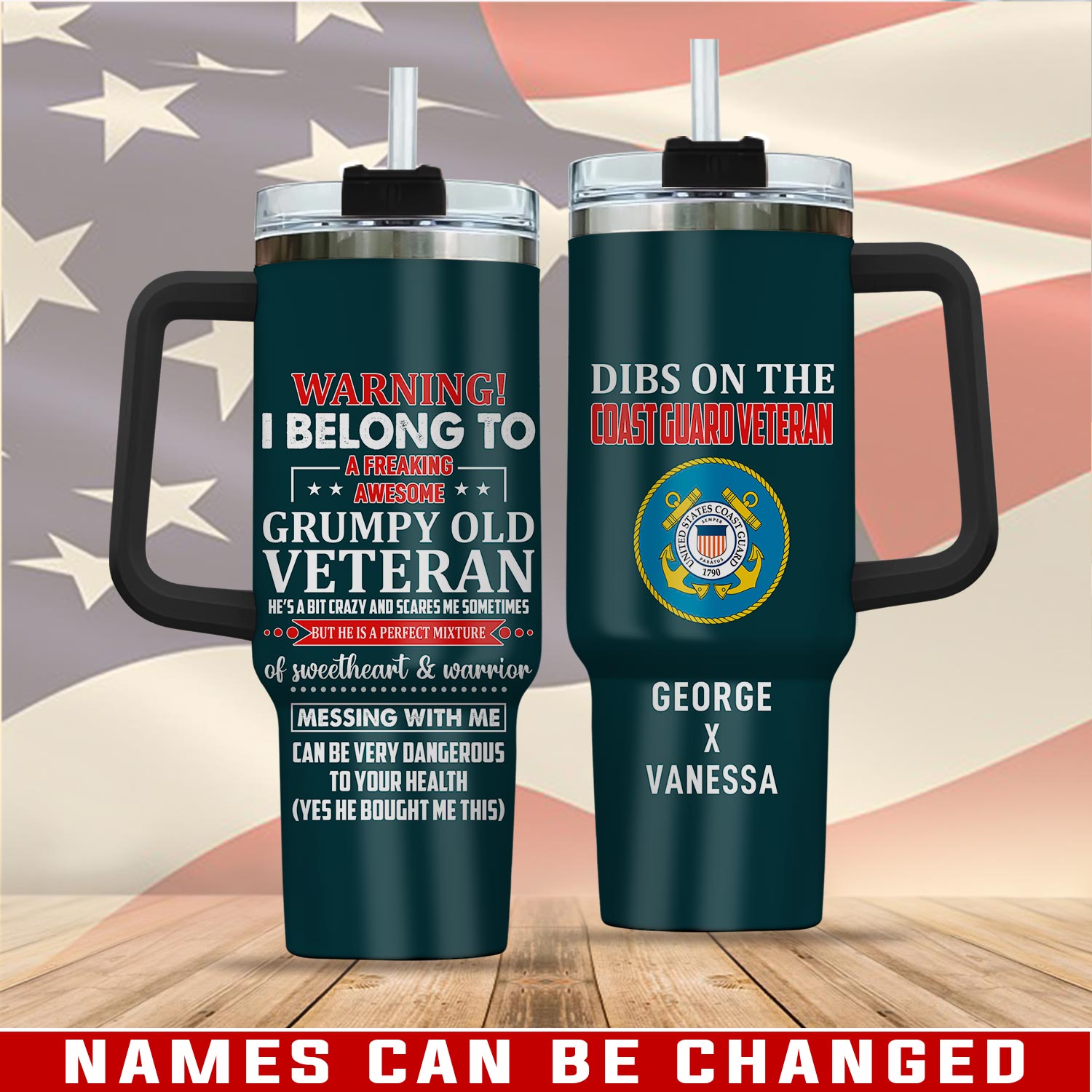 United States Coast Guard Custom Stanley Quencher 40oz Stainless Steel Tumbler With Handle
