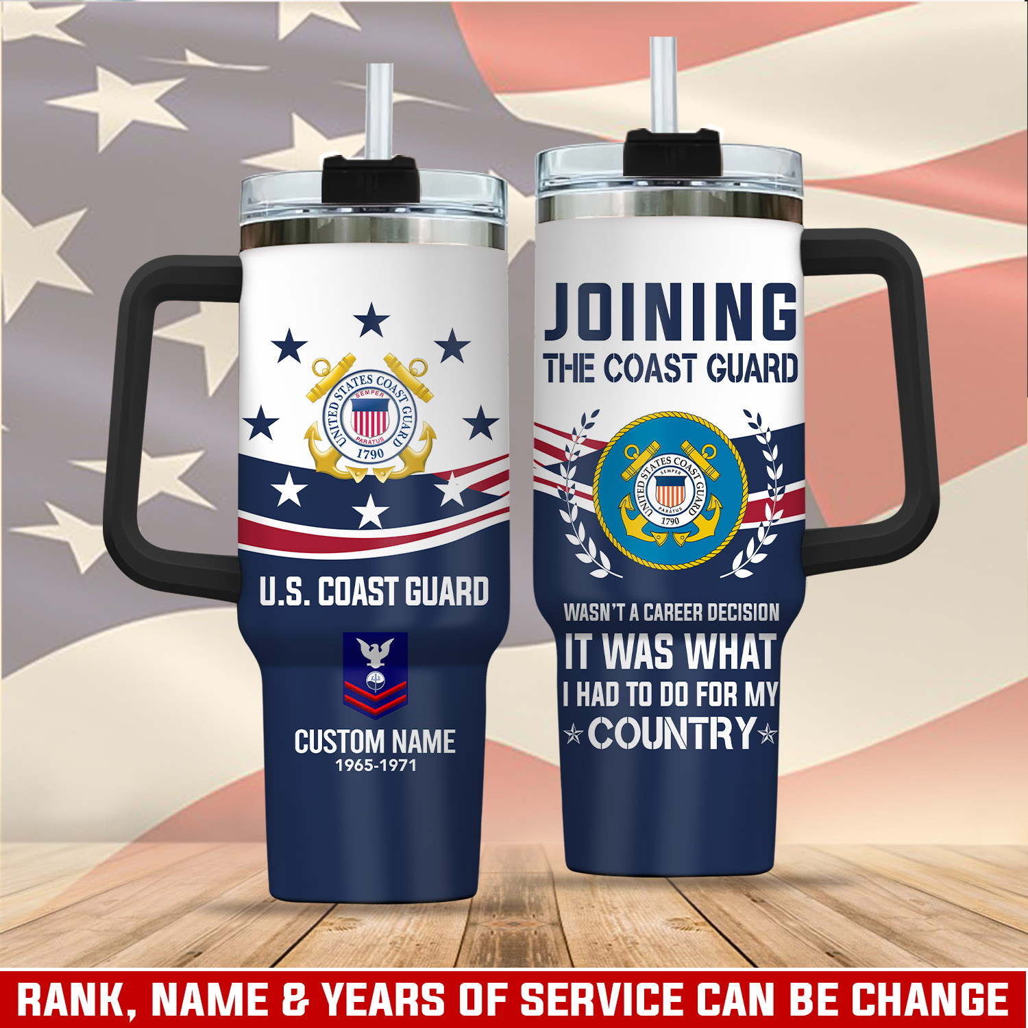United States Coast Guard Custom Stanley Quencher 40oz Stainless Steel Tumbler With Handle