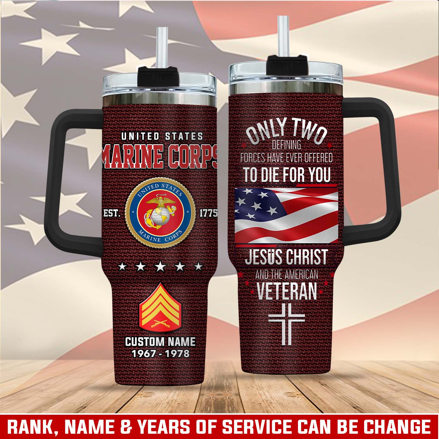 United States Marine Corps Custom Stanley Quencher 40oz Stainless Steel Tumbler With Handle