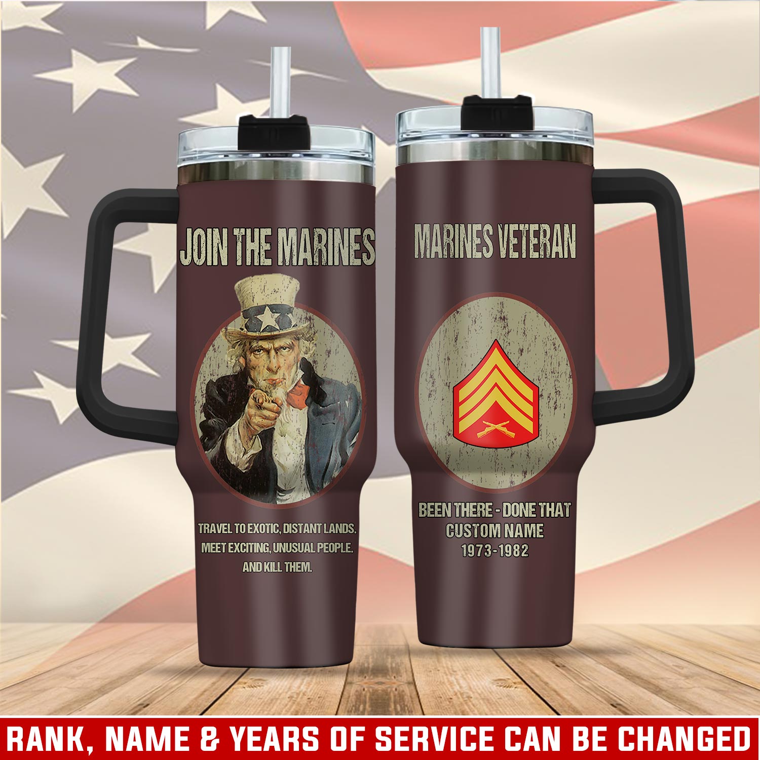 United States Marine Corps Custom Stanley Quencher 40oz Stainless Steel Tumbler With Handle
