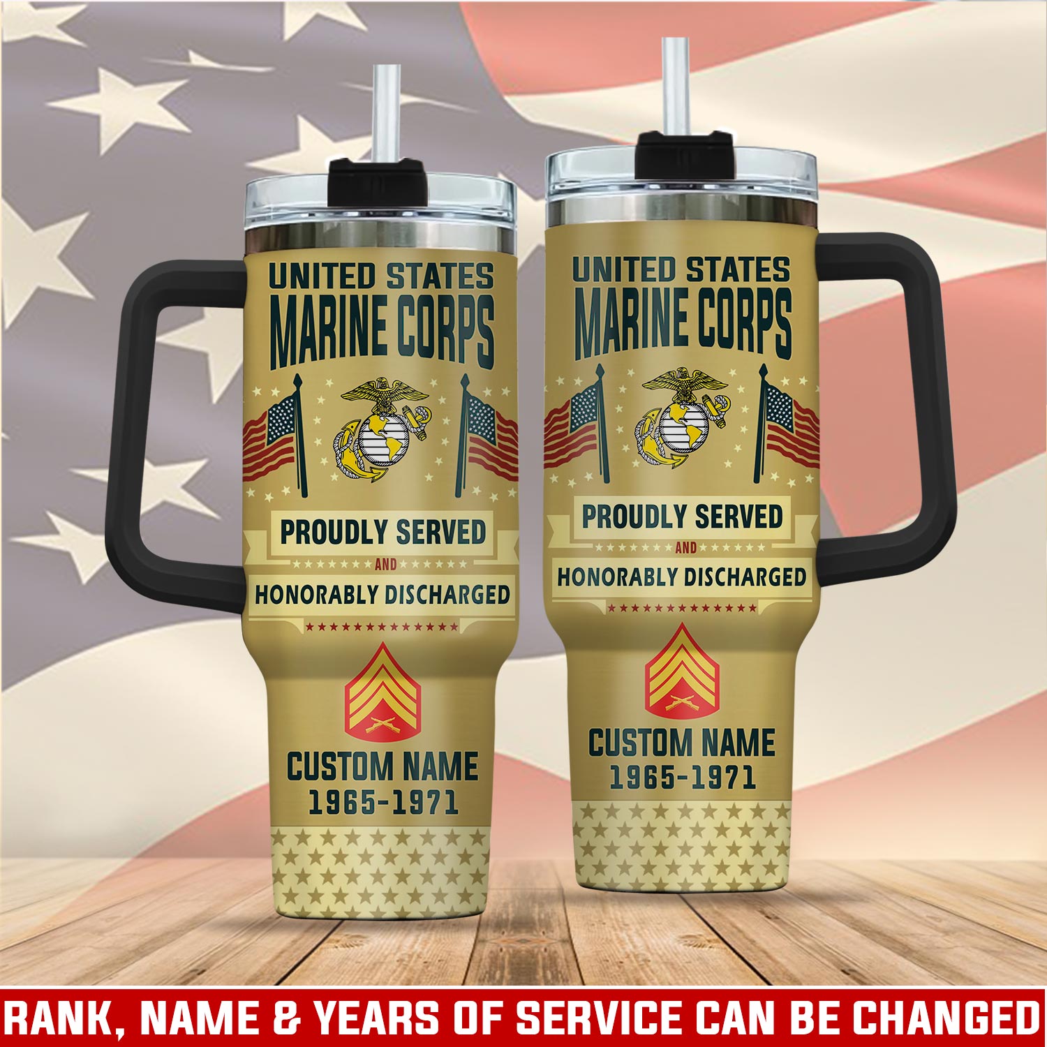 United States Marine Corps Custom Stanley Quencher 40oz Stainless Steel Tumbler With Handle