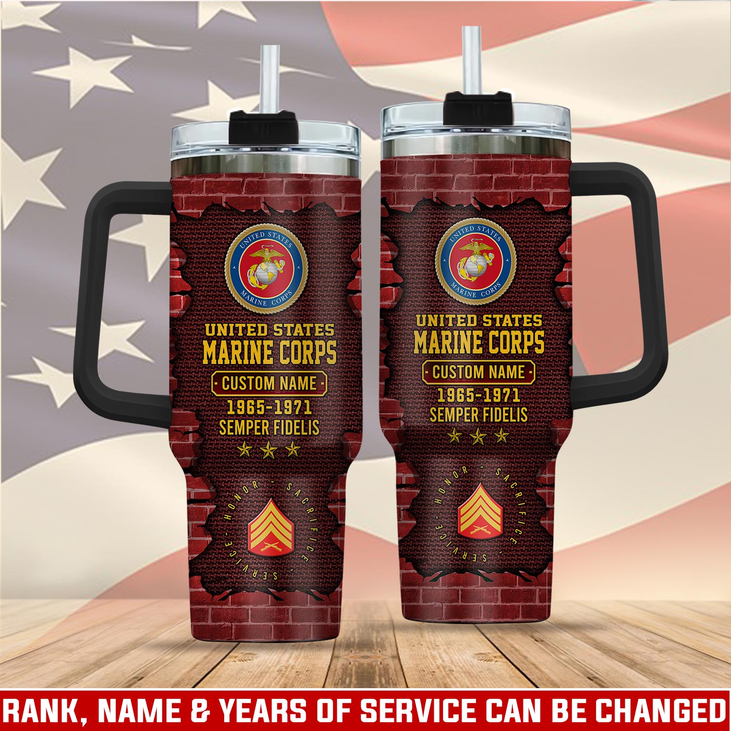United States Marine Corps Custom Stanley Quencher 40oz Stainless Steel Tumbler With Handle