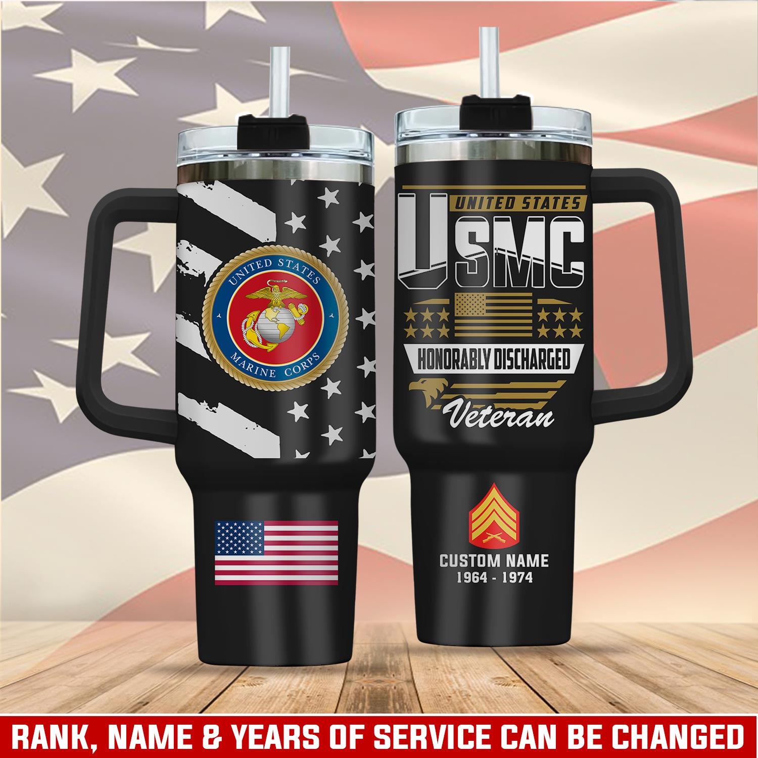 United States Marine Corps Custom Stanley Quencher 40oz Stainless Steel Tumbler With Handle