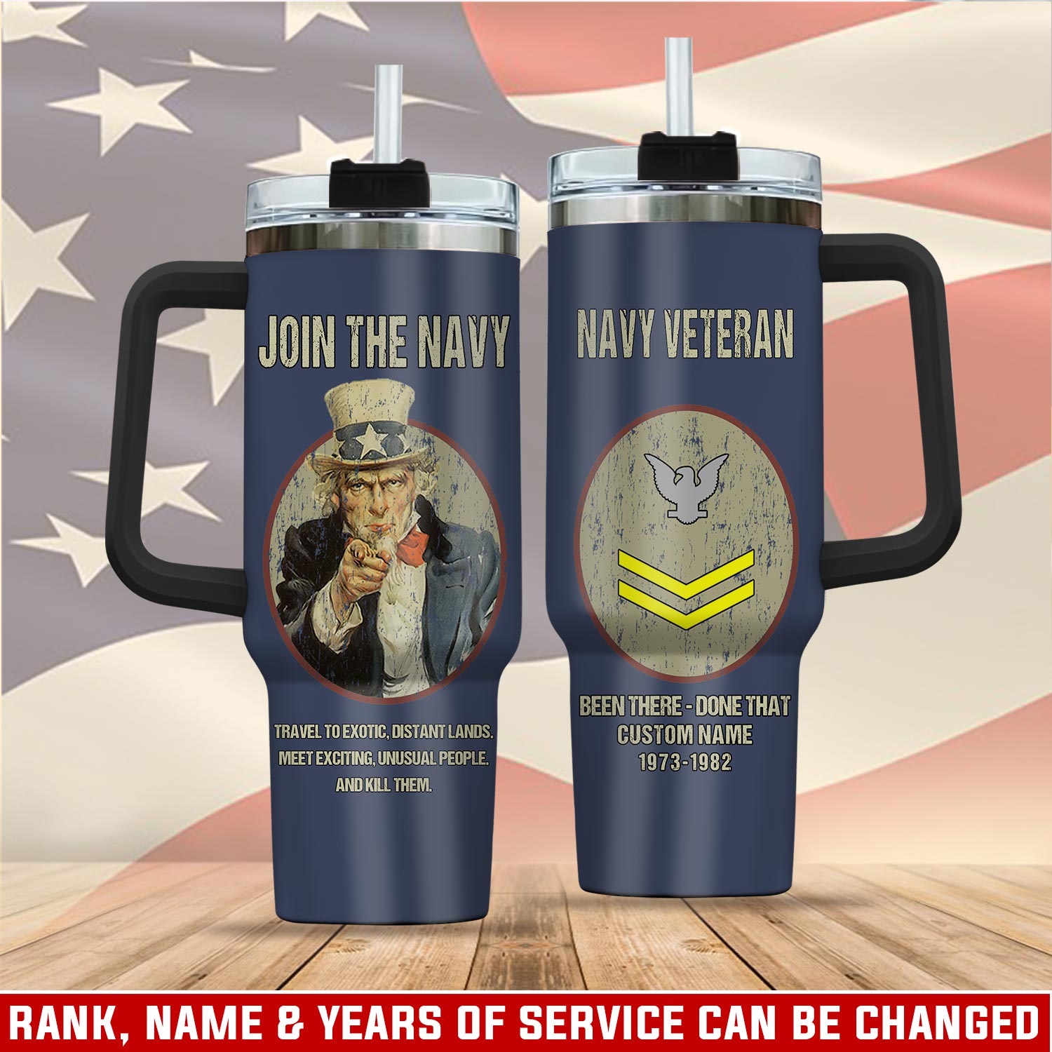 United States Navy Custom Stanley Quencher 40oz Stainless Steel Tumbler With Handle