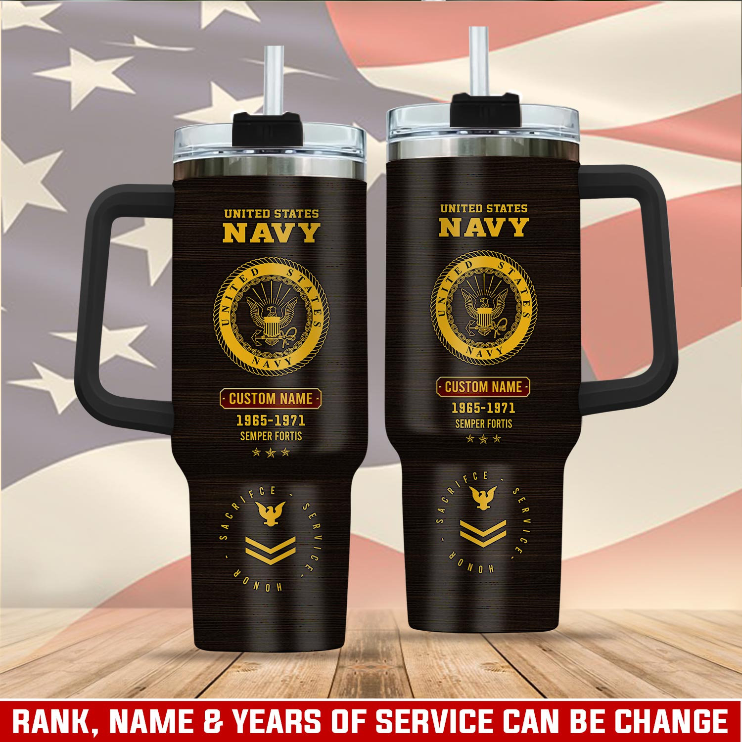 United States Navy Custom Stanley Quencher 40oz Stainless Steel Tumbler With Handle
