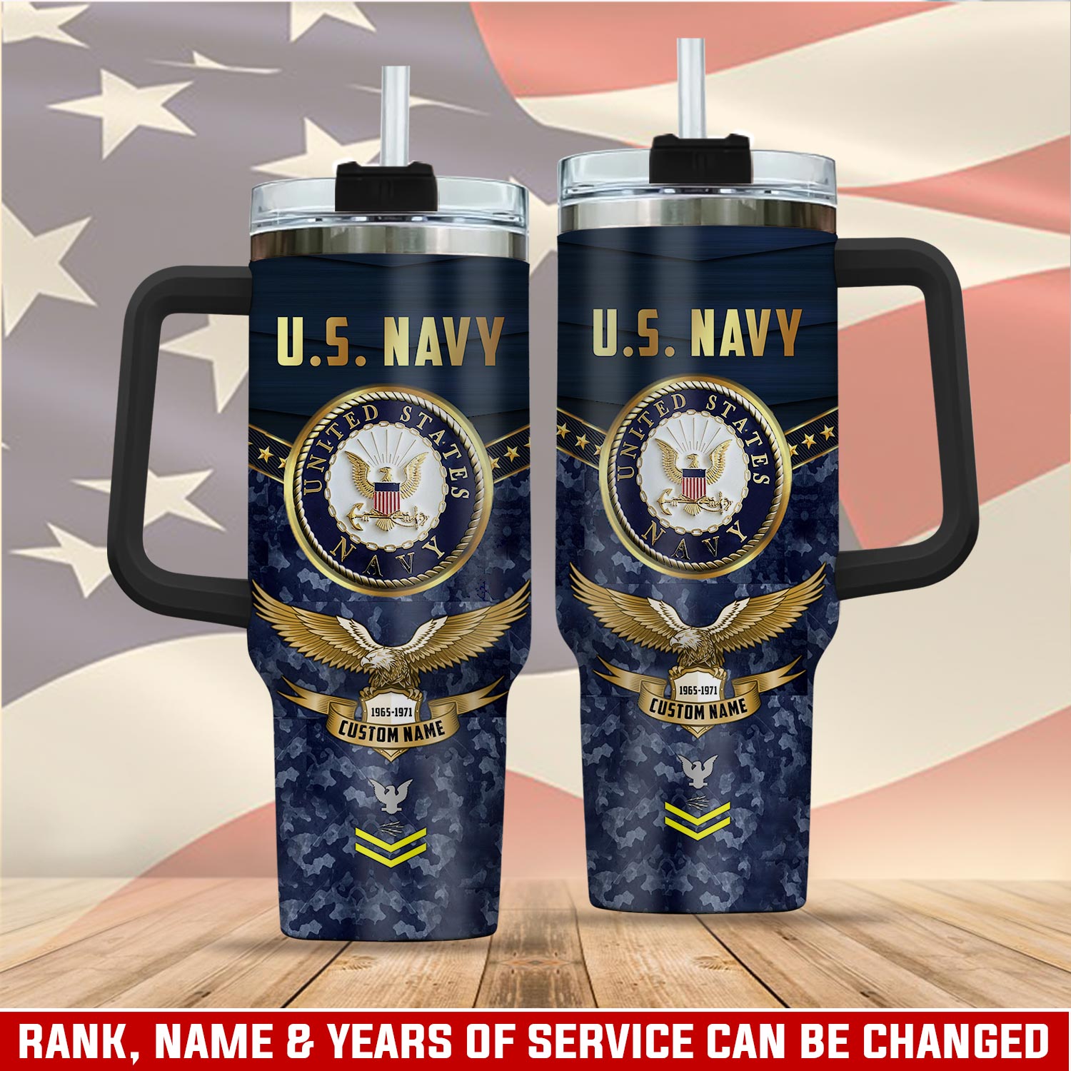 United States Navy Custom Stanley Quencher 40oz Stainless Steel Tumbler With Handle