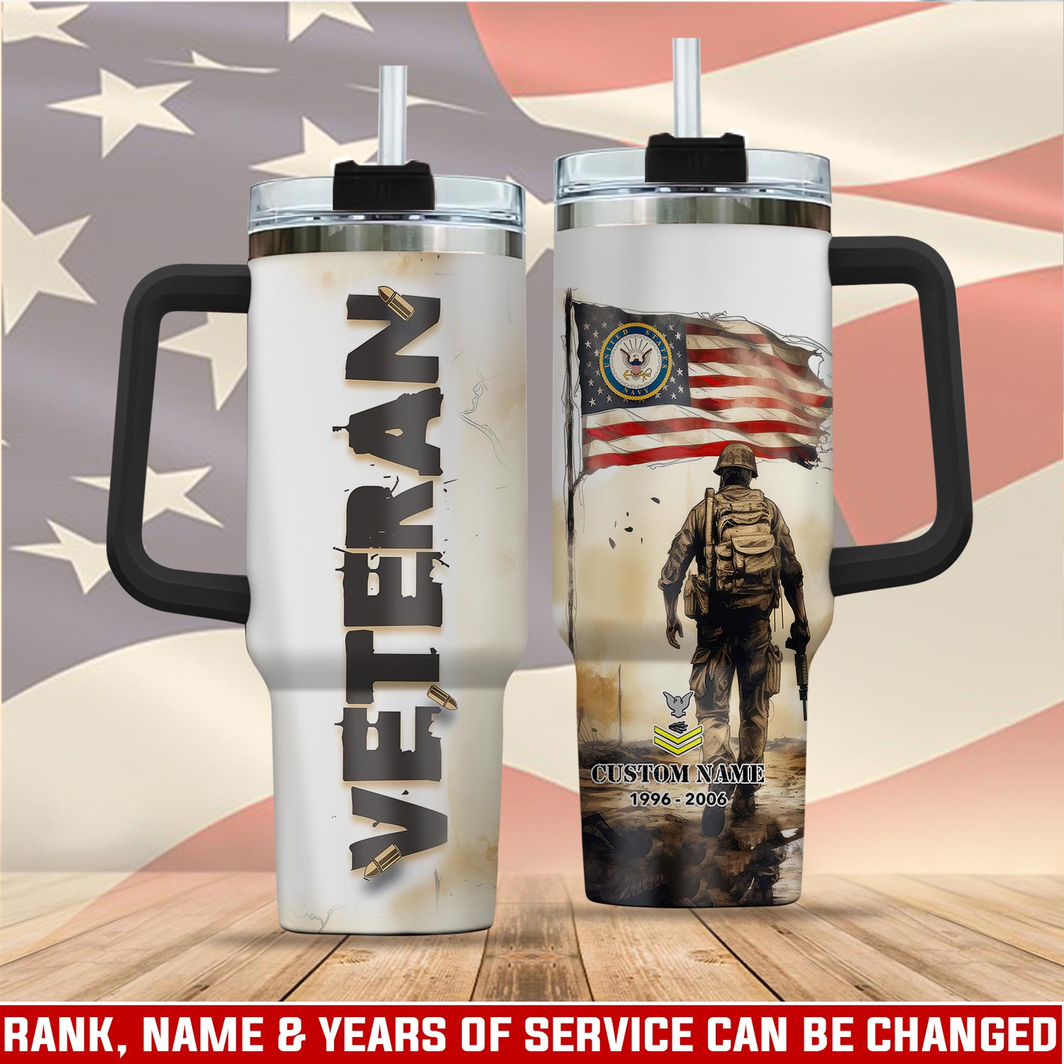 United States Navy Custom Stanley Quencher 40oz Stainless Steel Tumbler With Handle