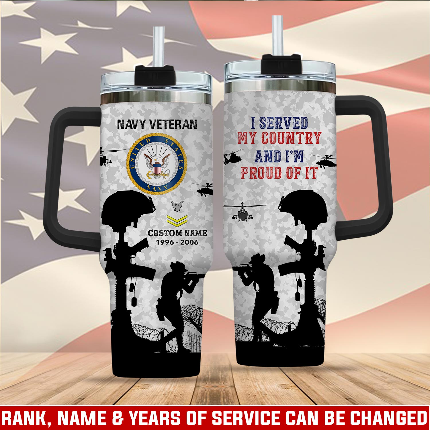United States Navy Custom Stanley Quencher 40oz Stainless Steel Tumbler With Handle