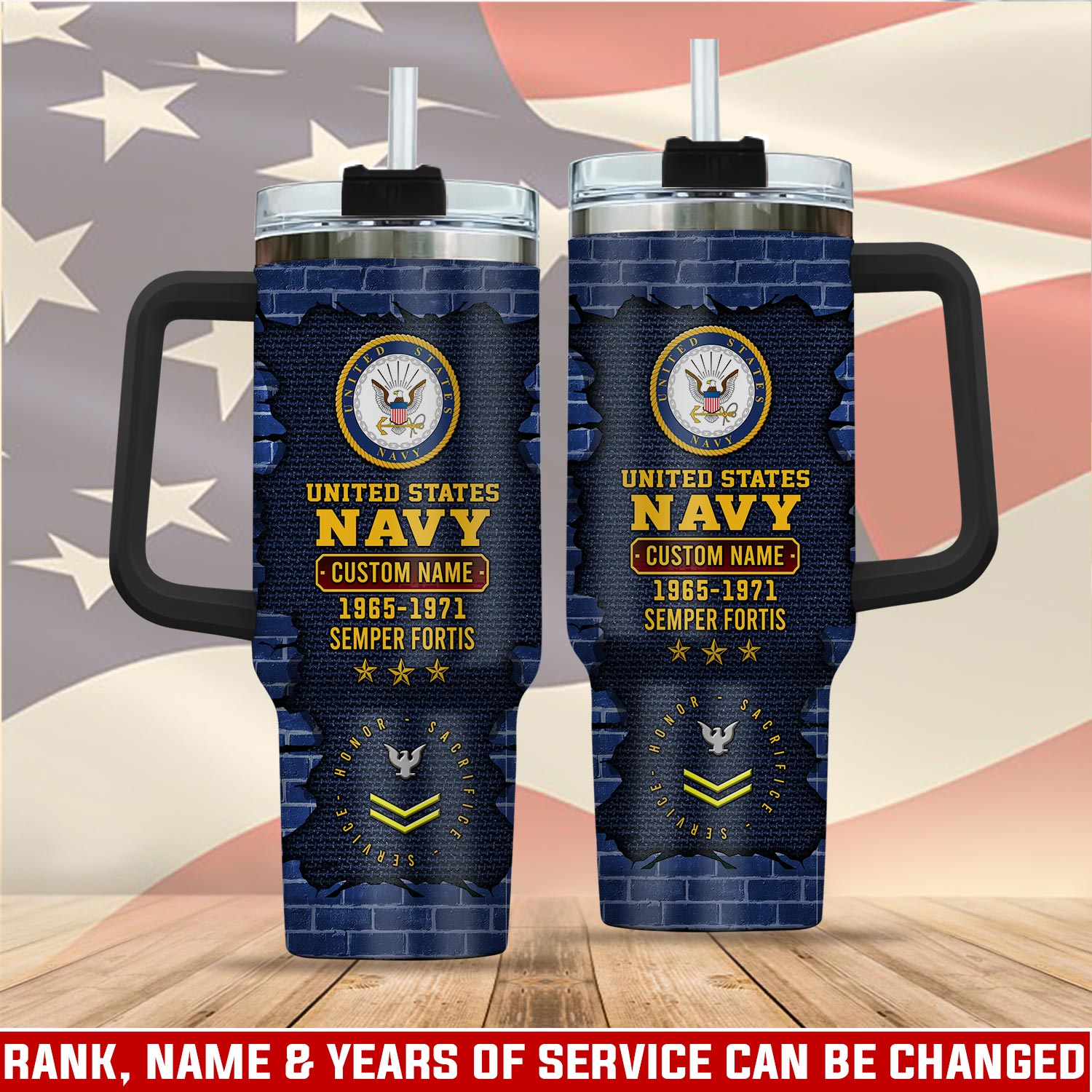 United States Navy Custom Stanley Quencher 40oz Stainless Steel Tumbler With Handle