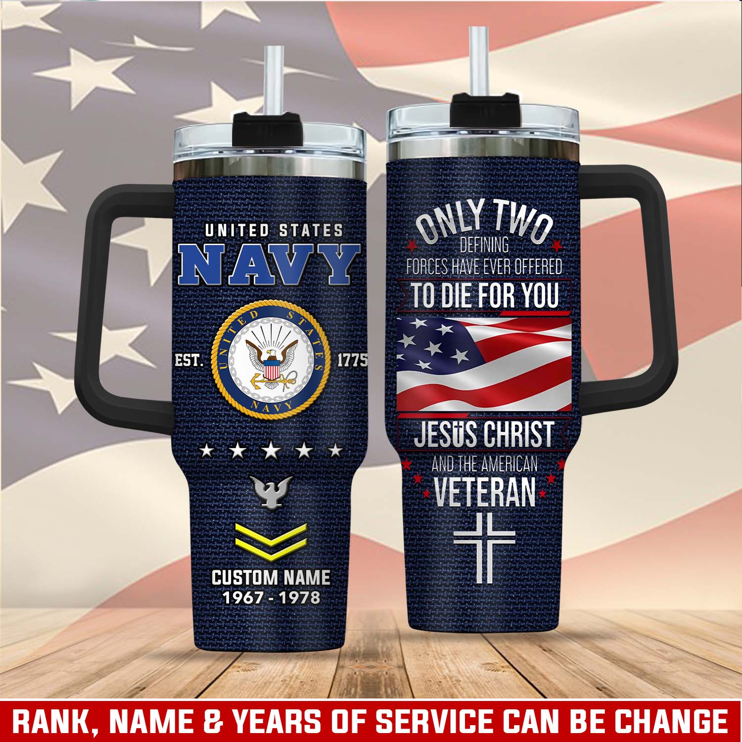 United States Navy Custom Stanley Quencher 40oz Stainless Steel Tumbler With Handle