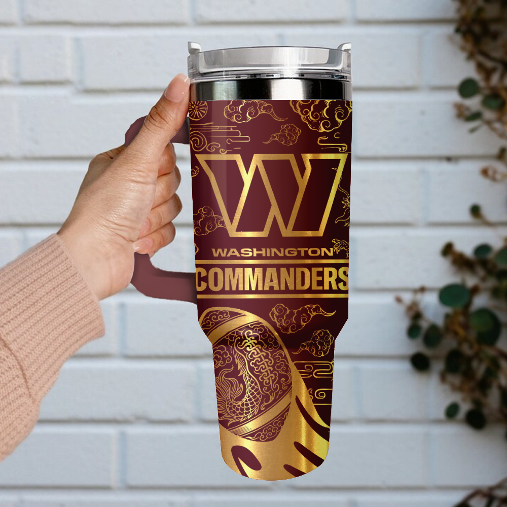 Washington Commanders Custom Stanley Quencher 40oz Stainless Steel Tumbler With Handle