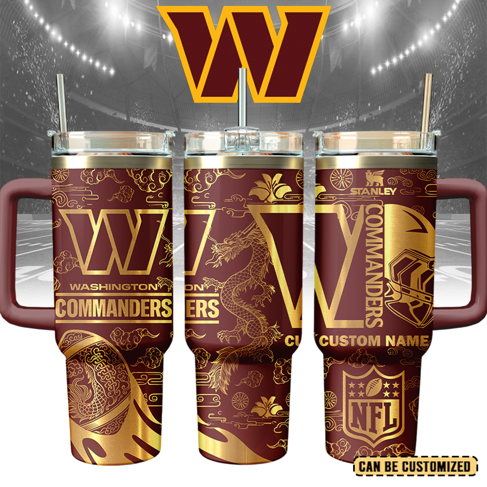 Washington Commanders Custom Stanley Quencher 40oz Stainless Steel Tumbler With Handle