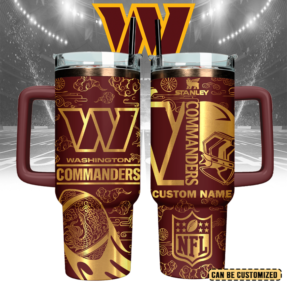 Washington Commanders Custom Stanley Quencher 40oz Stainless Steel Tumbler With Handle