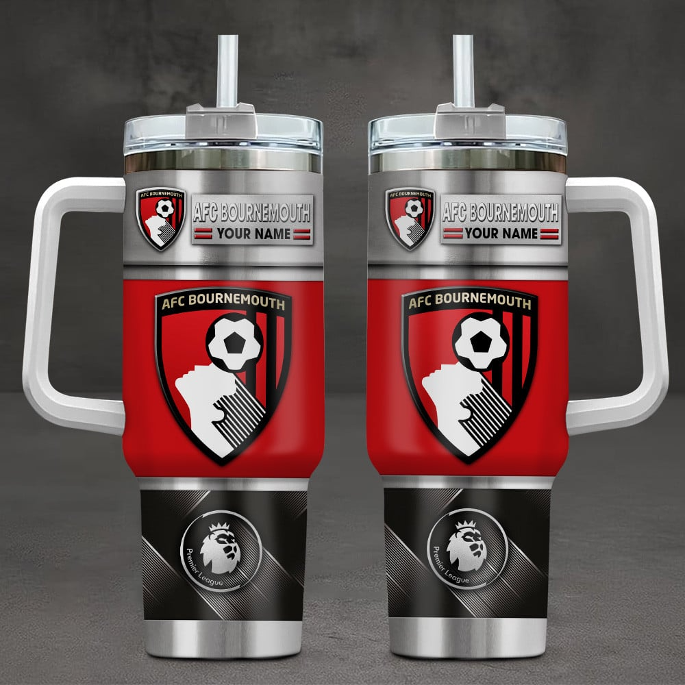 A.F.C. Bournemouth EPL Custom Stanley Quencher 40oz Stainless Steel Tumbler With Handle