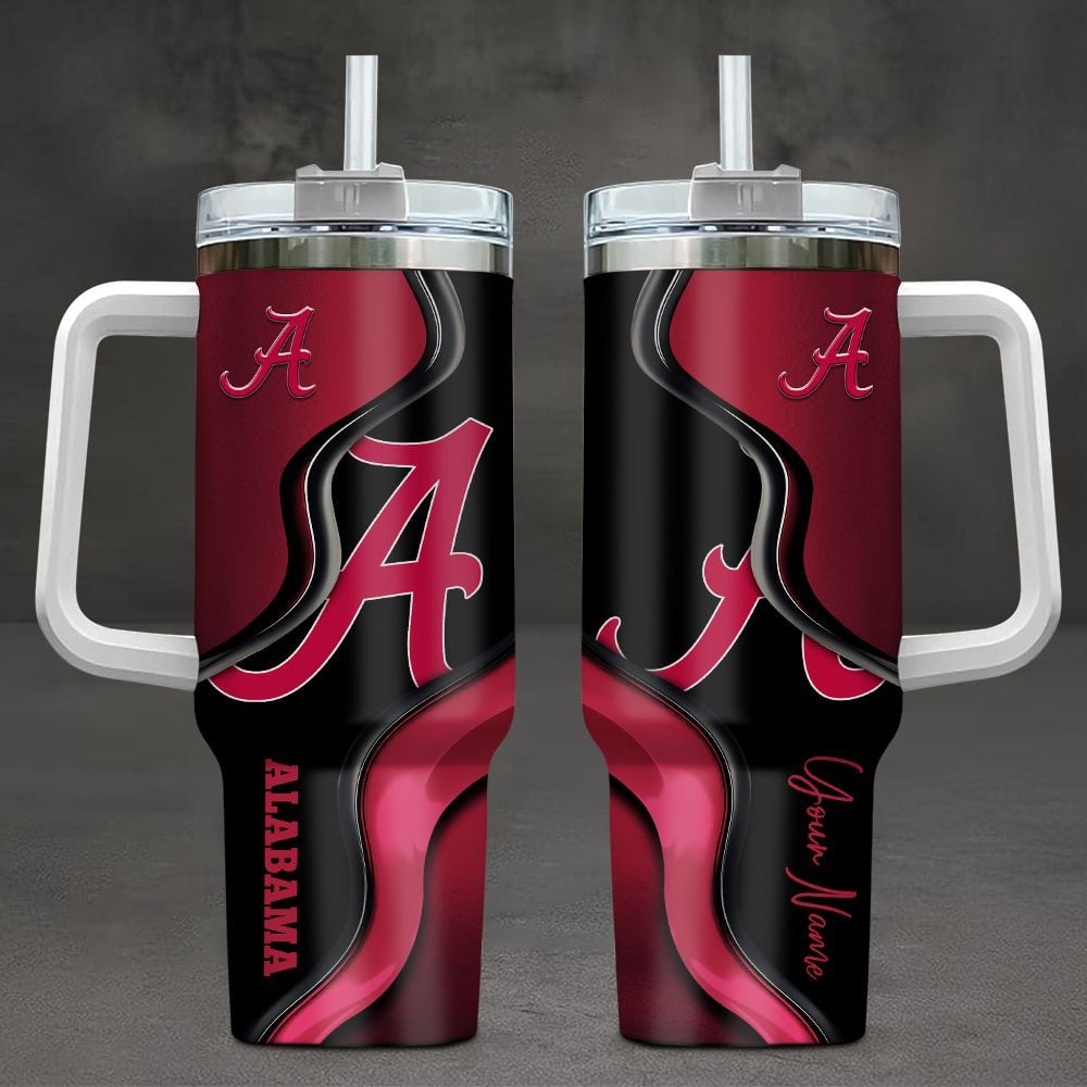 Alabama Crimson Tide NCAA Custom Stanley Quencher 40oz Stainless Steel Tumbler With Handle
