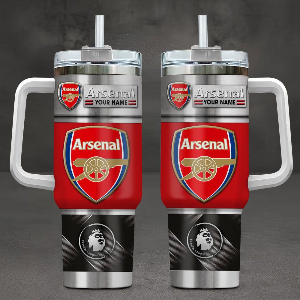 Arsenal F.C. EPL Custom Stanley Quencher 40oz Stainless Steel Tumbler With Handle