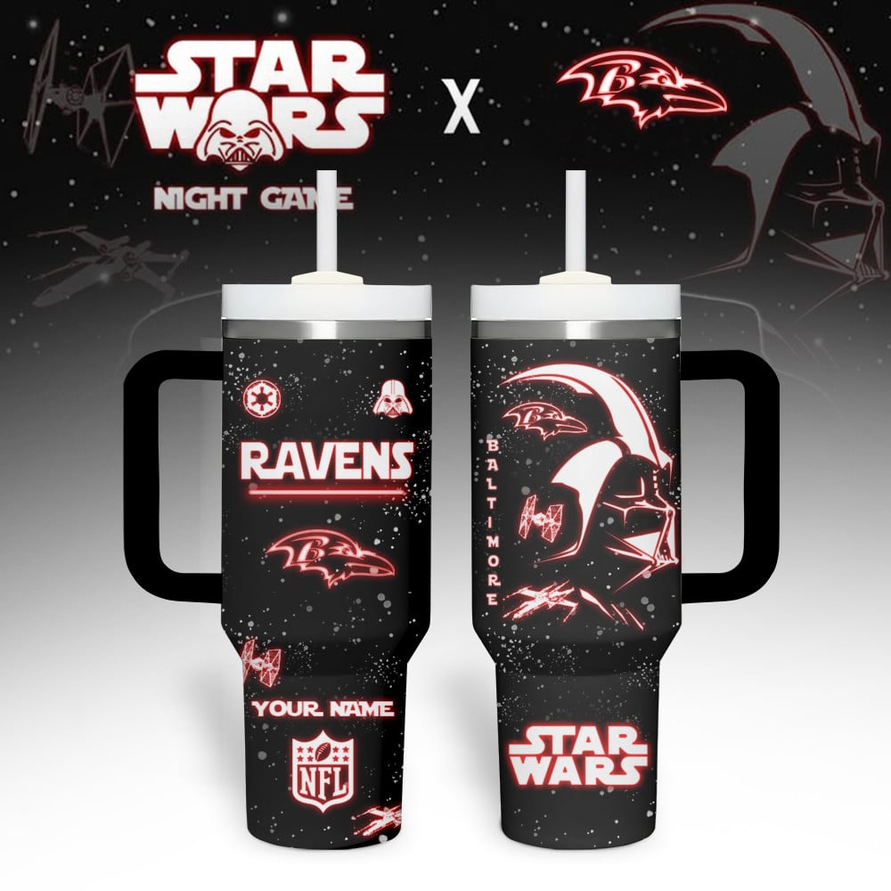 Baltimore Ravens NFL Custom Stanley Quencher 40oz Stainless Steel Tumbler With Handle