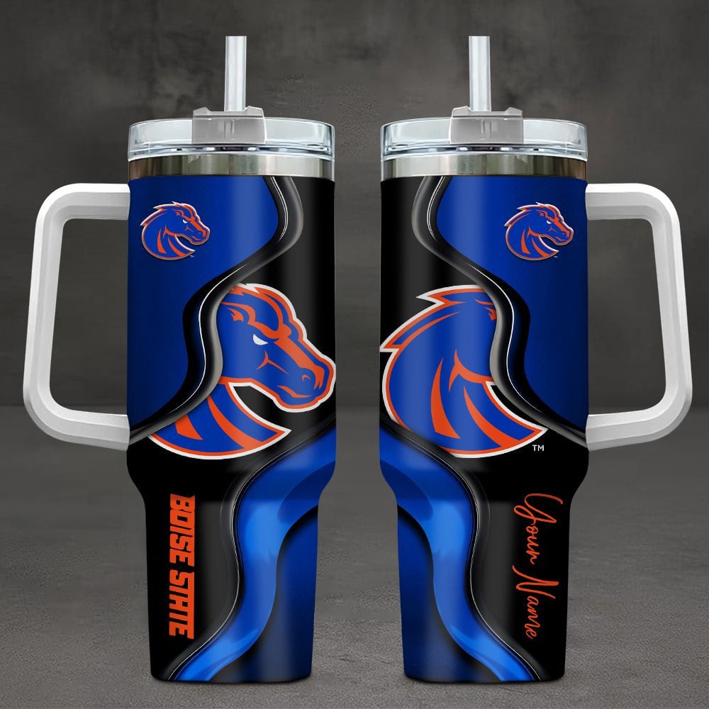 Boise State Broncos NCAA Custom Stanley Quencher 40oz Stainless Steel Tumbler With Handle