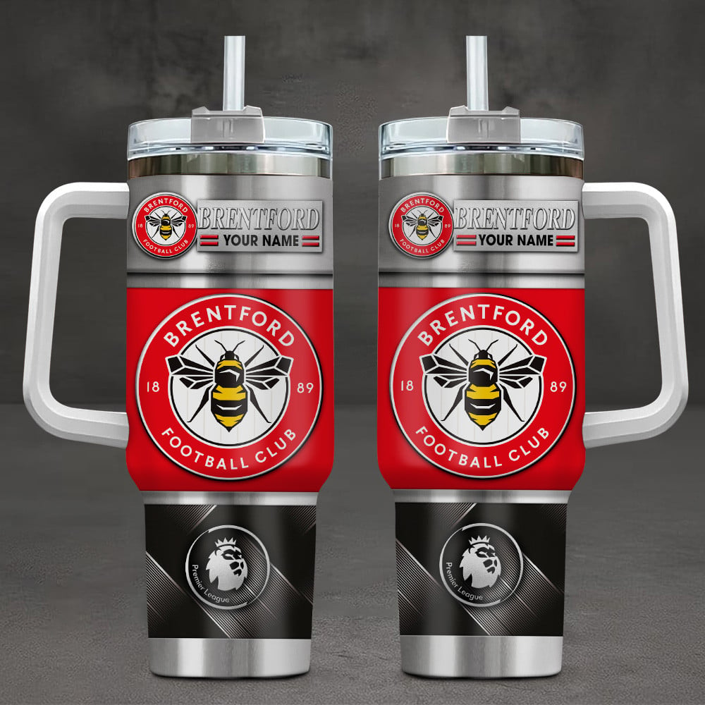 Brentford FC EPL Custom Stanley Quencher 40oz Stainless Steel Tumbler With Handle